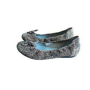 Sabrinas Made In Spain Leopard Print Suede‎ Ballet Flats Tie Toe Sz 37 US 7